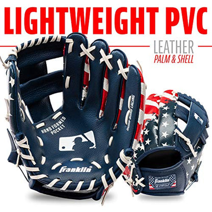 Franklin Sports Kids Baseball Gloves - RTP Youth Teeball Glove + Ball Set - Boys + Girls Teeball Mitt - 9.5" - color: Red/White/Blue