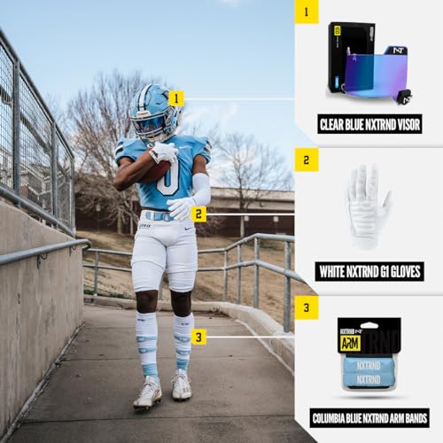 1 Pair Nxtrnd Bicep Bands, Sweat-Absorbent Arm Sweatbands, Football Accessory - color: Columbia Blue