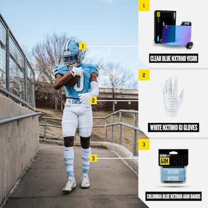 1 Pair Nxtrnd Bicep Bands, Sweat-Absorbent Arm Sweatbands, Football Accessory - color: Columbia Blue
