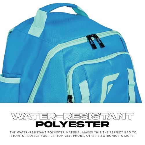 Franklin Sports USA SB Gameday Fastpitch-Softball Backpack – Adult +Youth Softball + Baseball Equipment + Bat Bag – Stores Batting Gloves, Helmet, Cleats - Waterproof Premium Batpack - color: Blue/Mint