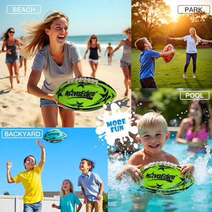 Hydro Water Football - 9.25-Inch Mesh Outer with Rubber Bladder | for All Ages - Pool, Lake, Beach Play | Textured Grip with Real Laces | Includes Pump | Choose 1 or 2 Ball Pack - color: Blue X1 + Green X1