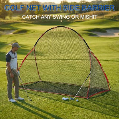 Golf Net, 10 X 7 Ft Foldable Golf Practice Net with Side Barrier and Carrying Bag for Home Backyard Garage Practising Training Driving Chipping Swing - size: Golf Net Only