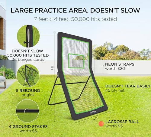 Lacrosse Rebounder for Backyard 7 x 4 ft Lacrosse Bounce Back Net for Lax Practice with Five Rebound Angles