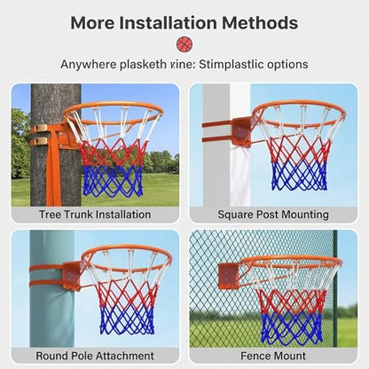Basketball Hoop Wall Mount 18" Basketball Rim Replacement Hoop Rim Replacement Heavy Duty Wall Mount with Dual Spring Shock Absorption.