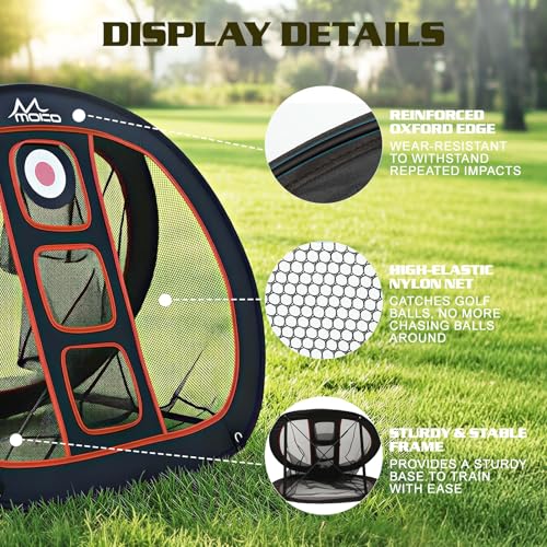 MoKo Pop Up Golf Chipping Net, Double-Sided Chipping Net for Chipping Accuracy Training with Sturdy Structure, Professional Golf Practice Net for Indoor and Outdoor Training