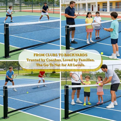 Professional Tennis Net 42ft x 3.5ft - Heavy Duty Handmade Court Replacement with UV & Waterproof Nylon, 6mm Steel Cable & Portable Design for Club, Coach & Backyard