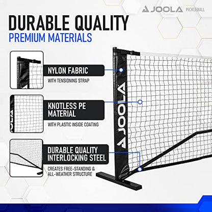 JOOLA Elemental Pickleball Net - Regulation Height 36" Posts & 34" Center, USAPA Recommended 22' Length - Steel Frame & Durable Net, Portable Pickleball Net Includes Carry Bag, Quick & Easy Assembly