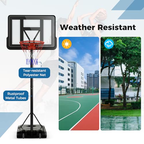 Goplus Portable Basketball Hoop, 10FT Height Adjustable Basketball Goal w/44‘’ Shatterproof Backboard, Outdoor Basketball Stand for Adults Backyard Driveway - style: 4.4-10FT, 14-Level