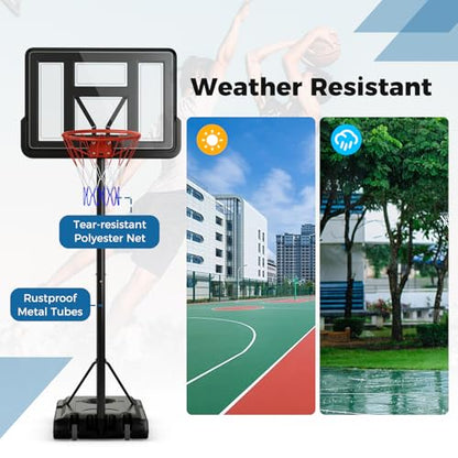 Goplus Portable Basketball Hoop, 10FT Height Adjustable Basketball Goal w/44‘’ Shatterproof Backboard, Outdoor Basketball Stand for Adults Backyard Driveway - style: 4.4-10FT, 14-Level