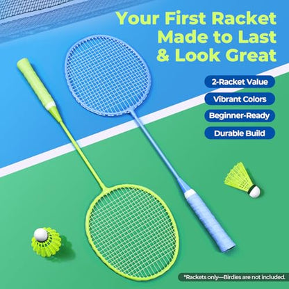 AboveGenius Badminton Rackets Set of 2, Lightweight Badminton Set for Outdoor Backyard Games, Portable Racquet for Family Beginners Adults and Teens