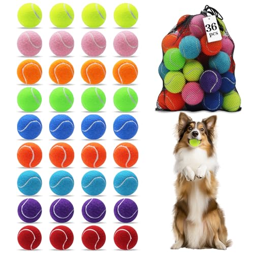 Magicorange Dog Balls, Tennis Balls for Dogs,Colorful Easy Catching Pet Playing Ball (Multicolor, 36 Pack) - color: Multicolor, size: 36 Pack