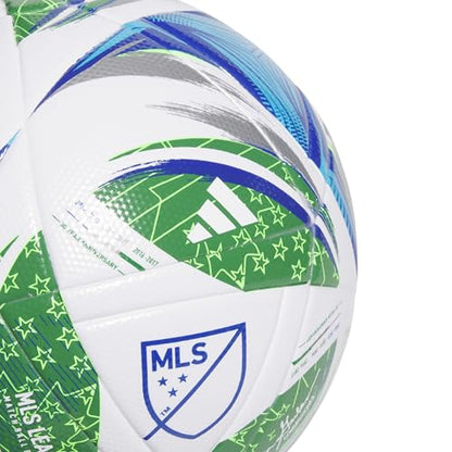 adidas Unisex MLS Soccer Ball - color: White/Green/Glory Blue/Solar Blue, size: 5