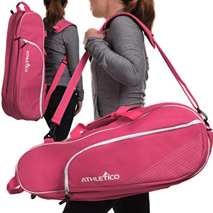 Athletico Tennis Bag and Racketball Bag - Tennis Bags for Women and Men to Hold Tennis Racket, Racquetball Racket, Pickleball Paddles and Other Equipment or Gear - color: Pink