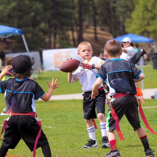 Peryiter 2/12/24/36 Player Flag Football Belt, Adjustable Football Belts and Flags for Kids Youth Adult Sport Team Training - color: Red
