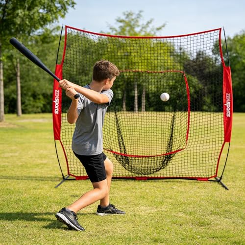 ZENY 5'x5' / 7'×7' Baseball Softball Practice Net Hitting Batting Catching Pitching Training Net with Carry Bag, Baseball Training Equipment - style: 7x7 ft