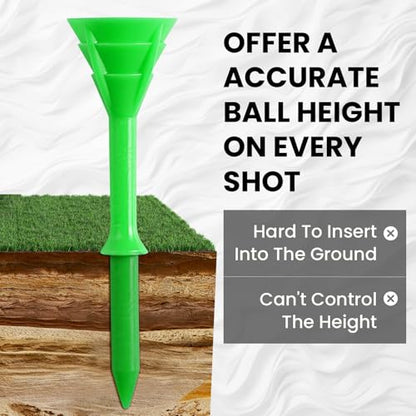 Amy Sport Golf Tees Plastic 3 1/4 inch Upgrade Unbreakable Bulk 30 Pack Reduce Friction Side Spin Durable Stable 83 mm Long Tee for Golfer Practice - color: Green