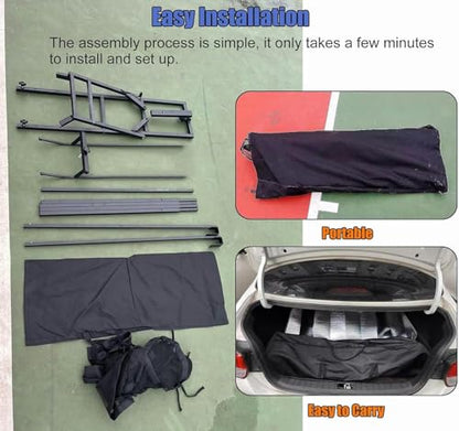 Inside Outside Hanging Basketball Hoop Return Attachment Lightweight Basketball Shooting Trainer Aid, Portable Basketball Rebounder Net Ball Return System with Chute