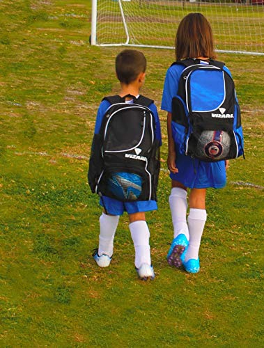 Vizari Solano Soccer Backpack With Ball Compartment and Vented Ball Pocket and Mesh Side Cargo Pockets for Adults and Teens - color: Navy