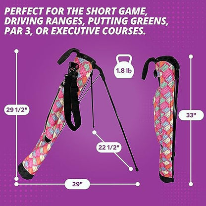 Taboo Fashion Sunday Golf Bags for Women - Lightweight Golf Range Bag with Self Flexing Stand and Shoulder Strap for Driving Range, Par 3 or Executive Course - color: Posh Pink