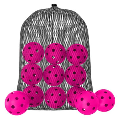 Great Call Athletics | Indoor Pickleballs USA Pickleball Approved Official 26 Hole Balls Sports Tournament Pack Free Mesh Bag - color: Pink, style: 12 Pack