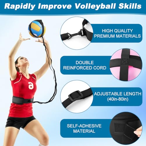 Volleyball Training Equipment Aid, Volleyball Training Rebounder Set, Solo Volleybal-l Trainer Improve Serving, Spiking, Passing for Beginners to Pros, Volleybal-l Gifts for Teen(COLOR:Black)