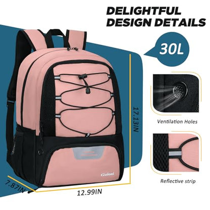 Goloni Soccer Bag, Basketball Bag with Ball Compartment & Shoe Compartment,Large Soccer Backpack for Basketball,Gym，Football - color: Meat meal