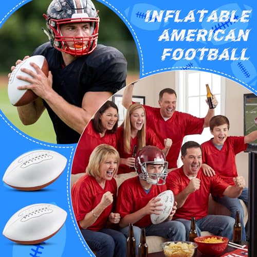 Halloscume 11.02in Blank Autograph Football Size 9 White Football with 1 Brown and 3 White Panels for Signature Autographs Customized Trophy Rugby Game Wedding Garter Toss