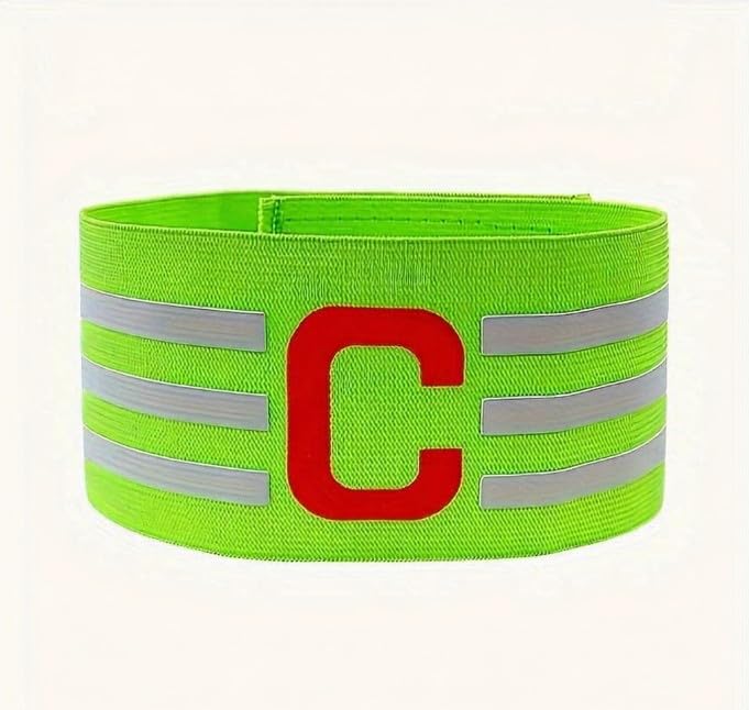 Captain Armband Adjustable Elastic Striped C Team Armband For Soccer Football Basketball Matches Training Fans - color: Green