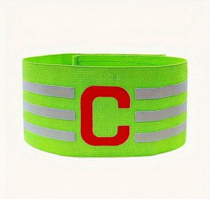 Captain Armband Adjustable Elastic Striped C Team Armband For Soccer Football Basketball Matches Training Fans - color: Green