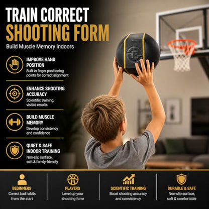 Quiet Shooting Trainer, 1.28 lbs Foam Indoor Basketball for Silent Dribbling & Shooting Form Correction, Training Equipment for Adults & Youth