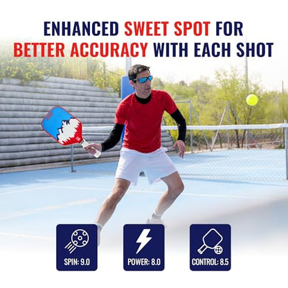 SCS Carbon Fiber Pickleball Paddle – USAPA Approved 2024 – Lightweight, Enhanced Spin, Sure-Grip Handle – Evo-Lite Series for Intermediate Players - color: Peak