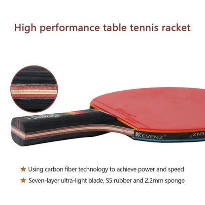 KEVENZ 2-Pack Patent Advanced Table Tennis Racket Come with Anti-Skid Handle, Wooden Blade Surrounded by Rubber