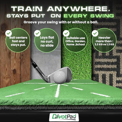 Patented Golf Training Aid, Golf Mats Practice Indoor & Outdoor, Soft Fibre, Real Give, 5 lb, Woven Alignment, Extra Pad, Home Backyard Swing Trainer, Hitting Mat, Accessories Gift Men, Women