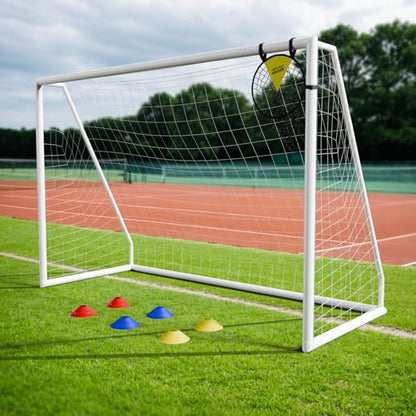 Caprihom Soccer Goals10FTx 6.5F Outdoor Backyard Soccer Net with Top Bin Target Net Portable Goal Post Training Equipment,Weatherproof PVC Soccer Goal