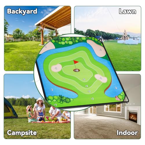 Liberry Golf Chipping Game with Large Chipping Mat, Upgraded Adjustable Golf Club, 25 Sticky Balls, Outdoor Indoor Sports Toy Gifts for Adults Kids, Family Yard Target Game - style: chipping mat with upgraded club