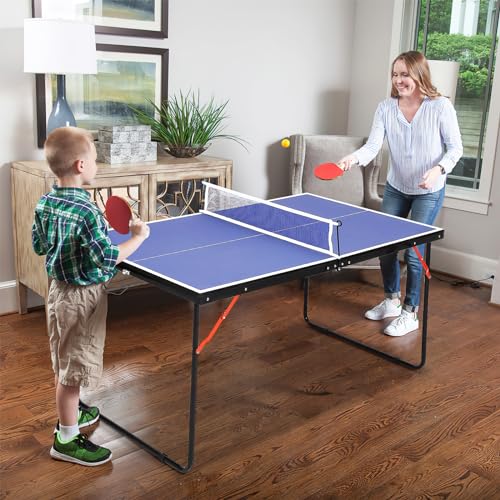 Foldable Table Tennis Table, Portable Ping Pong Table with Net & 2 Paddles & 3 Balls,Portable Ping Pong Family Game Tables for Outdoor Indoor,54 x 30 x 27 Inch