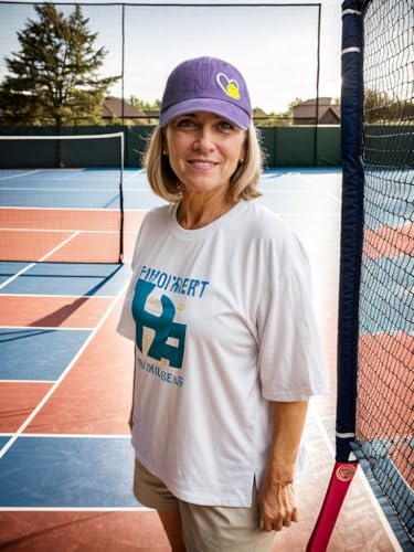 Pickleball Hat with Gift Box, Pickleball Gifts for Women Men, Adjustable Embroidered Heart Baseball Cap - color: Dark Purple