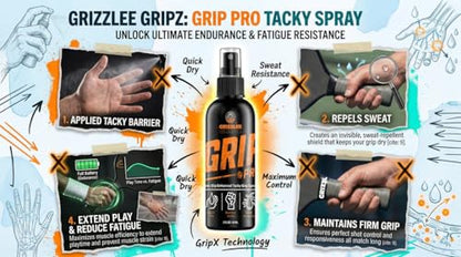 Grip Pro - Anti-Slip Tacky Spray for Athletes | Sweat-Proof Control with GripX Technology for Pickleball, Tennis, Football, Baseball, Softball, Pole Dancing, Basketball - Maximum Tack