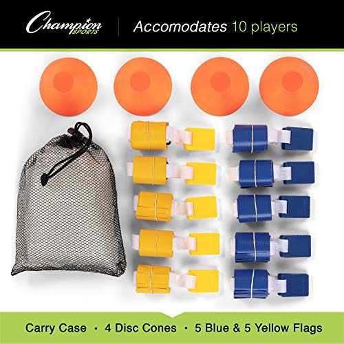 Champion Sports Quick Release Flag Football Set – Durable Belt, 3 Detachable Flags & Adjustable Fit (25”-50”)