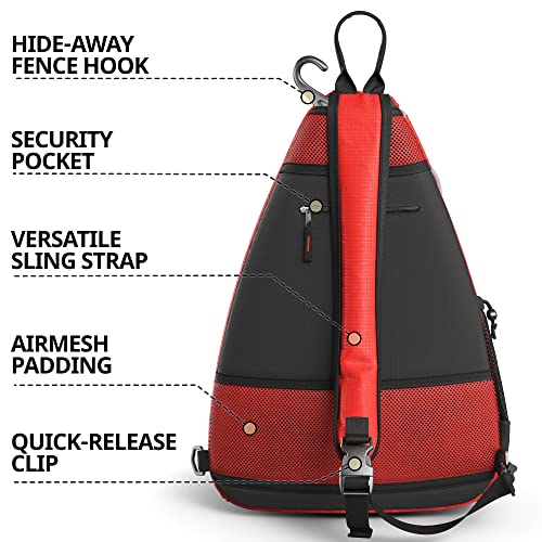 Athletico Sling Bag - Crossbody Backpack for Pickleball, Tennis, Racketball, and Travel for Men and Women - color: Red