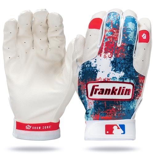 Franklin Sports MLB Youth Teeball Batting Gloves - Flexible Pro Kids Baseball + Softball Gloves for Boys + Girls - color: Red/White/Blue, size: Youth Small
