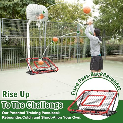 BaseGoal Baseball and Softball Rebounder Net,Baseball Rebounder,Volleyball Rebounder,Pitch Back Net,Multi-Sport Training Rebound Screen,with Pitching Target,Easy Adjustable Angles - style: 47x47 in Red