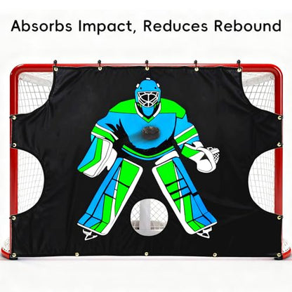 Doublehorse Ice Hockey Training Target - Durable Quick Install PVC Goalie for Shotting Accuracy Skill Development Suit Indoor Outdoor All Weather - for Youth Adults with 5 Hole - 1 Piece