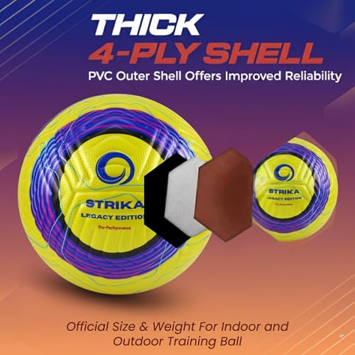 STRIKA Soccer Ball – Match-Level Performance, Seamless Hybrid Bonded (No-Stitch), True Flight Control, All-Weather Durability – Size 5 & 4 Training & Game Ball