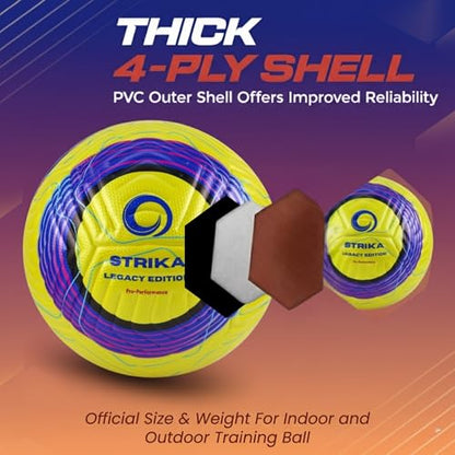 STRIKA Soccer Ball – Match-Level Performance, Seamless Hybrid Bonded (No-Stitch), True Flight Control, All-Weather Durability – Size 5 & 4 Training & Game Ball