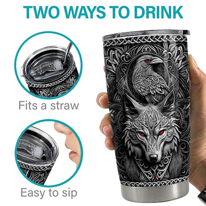 Viking Cup Tumbler 20oz Viking Gifts for Men Vikings Stainless Steel Insulated Tumblers Coffee Travel Drinking Mug Gift for Birthday Christmas - color: Viking 1