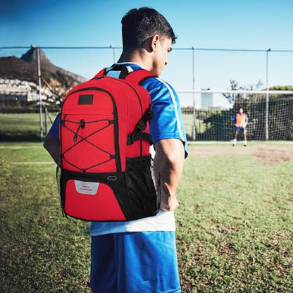 Goloni Soccer Backpack,Basketball Backpack with Ball Compartment & Shoe Compartment,Backpack for Basketball,Soccer - color: Red