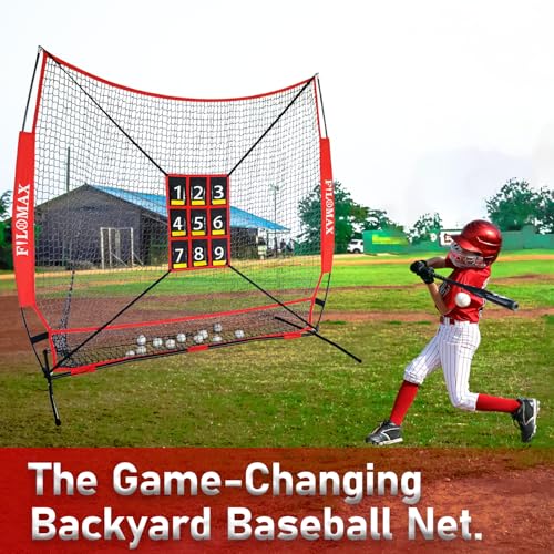 7x7ft Baseball & Softball Practice Net with Numbered Strike Zone - Heavy Duty Portable Hitting Pitching Training Net for Pitching Accuracy & Hitting Practice, Portable with Carry Bag.