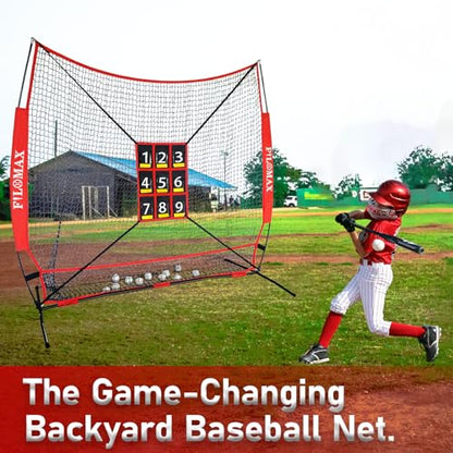 7x7ft Baseball & Softball Practice Net with Numbered Strike Zone - Heavy Duty Portable Hitting Pitching Training Net for Pitching Accuracy & Hitting Practice, Portable with Carry Bag.