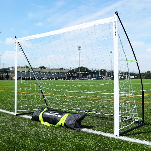 QuickPlay Kickster Elite Portable Soccer Goals - Ultra Fast Setup Weighted Training Goals for Backyard, Turf & Indoor Use - Durable Soccer Nets for Home & Team Practice - style: 8 x 5'